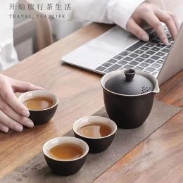 Ceramics Travel Tea Set Include 1 Pot 3 Cup 1bag Green Tea Pots and Cups Set Chinese Teapot Teeware Teware Coffeeware Teaware