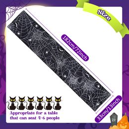 Ourwarm Halloween Table Flag Spider Web Double Sided Table Runner Kitchen Table Cover For Dinner Holiday Party Decor