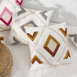 Pillow Boho Diamond Woven Cover Geometric Tufted Embroidery Covers Decorative Pillows For Sofa Living Room Home Dector