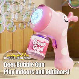 Sand Play Water Fun 20 Hole Handheld Fully Automatic Electric Bubble Gun Toy Animal Deer Dog Cute Bubble Machine Outdoor Party Games Childrens Toys L47