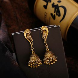 Indian Jewellery Women Gold Colour Vintage Earrings Jhumka Ethnic Beads Tassel Stud Earrings Gypsy Tribal Jewellery Accessories Gift