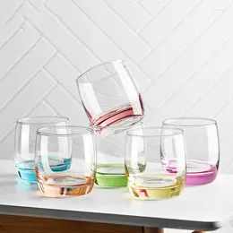 Mugs 6 Pcs Colored Glass Cups Water Cup Tea Creative Home Juice Drink Breakfast Milk