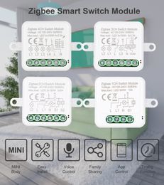 Zigbee Mini Smart Switch Relay Module 1/2/3/4CH 2 Way Control for Smart Home APP Remote Control Works with Alexa Google Home