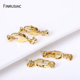 7.5mm*22mm 18K Gold Plated Brass Lobster Clasps For Jewelry Making, End Beads Cap Connector For DIY Jewelry Accessories