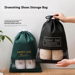 Storage Bags 2pcs Drawstring Shoe Bag For Travel Non Woven Fabric Shoes Transparent Basketball Organizer Men Women