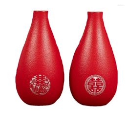 Vases Red Vase Wedding Gift Light Luxury Celebration Ornaments Entrance Table Decoration Flower Arrangement