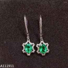 Dangle Earrings KJJEAXCMY Fine Jewellery 925 Sterling Silver Inlaid Natural Emerald Classic Ladies Support Detection