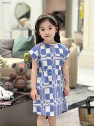 New girls partydress Blue and white plaid design baby skirt Size 100-160 CM kids designer clothes summer Princess dress 24April