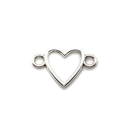 100pcs lot Antique Silver Plated Heart Link Connectors Charms Pendants for Jewellery Making DIY Handmade Craft 16x24mm280R
