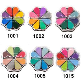 6 Colors Ink Pad Flower Multi-Colored Water Drop Set For Petal Inkpad Stamp DIY Finger Painting Craft Stationery