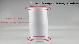 DIY Sublimation 15oz Straight Skinny Tumbler with Lid Straw Leakproof Stainless Steel Straight Water Bottles Double Wall Insulated8502459