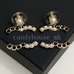 Top Sell Brand Designer Earrings Letter Studs Eardrop Famous Women Crystal Pearl Earring Wedding Birthday Party Gifts 925 Silver Stainless Steel Jewelry