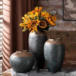 Vases Entryway Jingdezhen Retro Chinese Home Decor Ceramic Countertops Dried Flowers In Vase Hydroponic