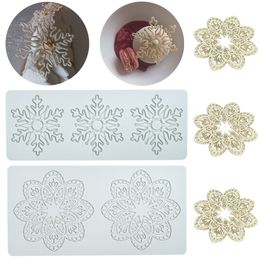 New Mushroom Snowflake Geometry Spiral pattern Silicone Cake Lace Mold Cake Decorating Tool DIY Ring Feather Kitchen Baking Tool