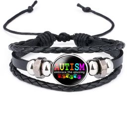 New Kids Autism Awareness Bracelets For Children Autism Boy Girl charm leather Wrap Wristband Bangle Fashion Inspirational Jewelry9317732