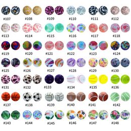 50pcs Silicone Beads 15mm Round Tie Dye Print Leopard Baby Teether Toys BPA Free for Pacifier Chain Baby Molar Accessories