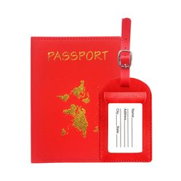 Passport Holder Cover Luggage Tag Wallet PU Leather Card Case Travel Bride Groom Wedding Gift Cards Organiser