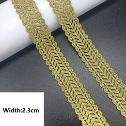 5 Yards High quality pretty gold lace trim braid lace fabric DIY garment accessories skirt cutout embroidery lace trim