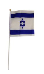 Israel Flag 21X14 cm Polyester hand waving flags Israel Country Banner With Plastic Flagpoles5659237