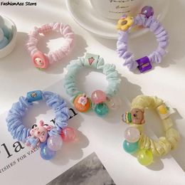 Cute Flower Hair Rope Hair Tie Candy Colour Elastic Hair Rope Girl Baby Ponytail Holder Fbarrette Accessories