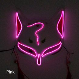 Popular Light Up Mask LED Luminous Bachelorette Hen Night Fox Mask Half Face Bar Glowing Masquerade Party Mask Festival Costume