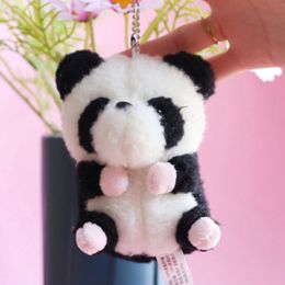 Cute Plush Panda Keychain Stuffed Dolls Panda Backpacks Car Bag Keyring Men Women Charm Panda Pendants Girls Birthday Gift