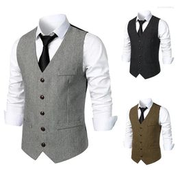 Men's Vests 2024 V-neck Single Breasted Business Casual Vest American Retro Mature Gentleman