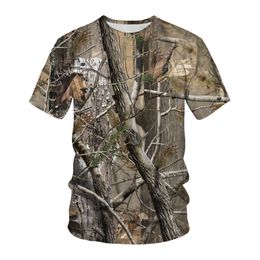 2023 Tree Hunting Light Sport 3D Camo Print T-shirt Moss Bark Home Casual Fun Men's T-shirt Summer O Collar Short Sleeve