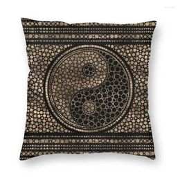 Pillow Yin Yang Dot Art Black And Gold Pillowcover Home Decor Balance Meditation S Throw For Sofa Double-sided Printing