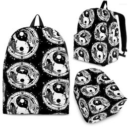 Backpack YIKELUO Black Yin Yang Tai Chi 3D Printing Unisex Comfortable Adjustable Shoulder Straps Boho Student Textbook Knapsack