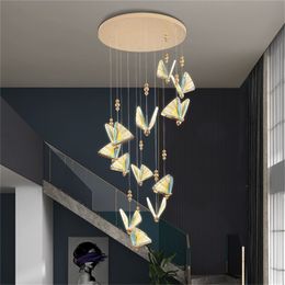 Nordic Butterfly Chandeliers LED Modern Butterfly Hanging Lights Decor Home Bedroom Coffee Store Stairs Hall Butterfly Lamp