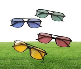 Sunglasses Fashion Flat Top Rectangle Sunglasses Women Men Brand Yellow Oversized Sun Glassses Masculino7711257