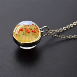 Poppy Glass Ball Necklace First Love Flower Jewellery Anniversary Gift