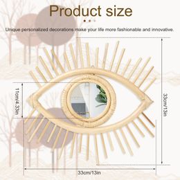 Hanging Rattan Mirror Decorative Boho Eye Mirror Handmade Eye Mirror Wall Decor Aesthetic Evil Eye Wall Mirror Vintage Portable