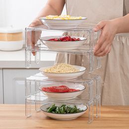 2pcs Storage Shelf Fridge Organiser Rack Racks Clear Container Stackable Refrigerator Cabinet Freezer Plates Clear