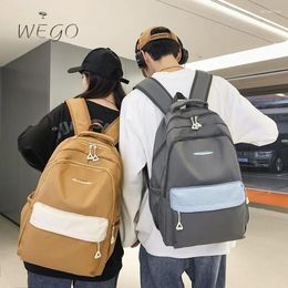 Backpack College Female Male Men Couple Students' Schoolbags Large-capacity Daily Colour Matching Pocket Shoulder Bag