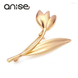 Brooches Anise Elegant Metal Alloy Orchid Flower Brooch Pins Lady Gold Silver Colour Business Clothing For Women Fashion Jewellery