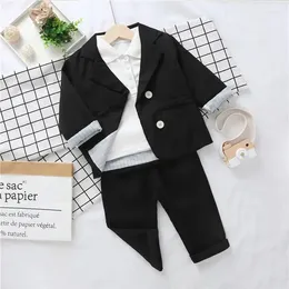 Clothing Sets Spring Autumn Neutral Kids Formal Infant Gentleman Coat Pants 2-piece Suit Leisure Suits 1-8 Years