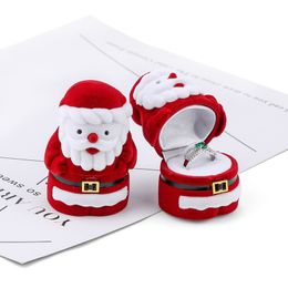 1 piece Christmas Velvet gift box Santa Claus Jewellery box ring box snowman Ring Case Earrings Holder for Jewellery display