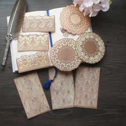 38pcs Vintage brown yellow lace round square frame Design Creative Craft Paper Background Scrapbooking Gift DIY Use