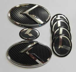 7pcs 3D black carbon K Emblem sticker for KIA new Forte YD K3 20142015 car emblems3639765