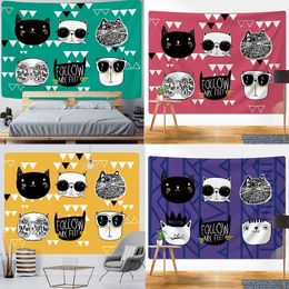 Punk Cat Home Decoration Art Tapestry Psychedelic Scene Bedroom Wall Can Be Customised 240411