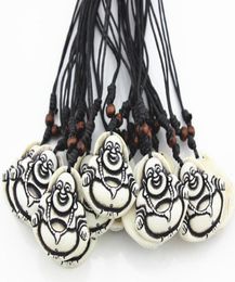 Fashion Whole 12PCSLOT Simulation Bone Carving Maitreya Buddha Statue Pendants Necklace for men women childrens039 Amulet 89764425683868