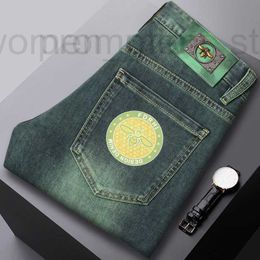 Men's Jeans designer 2024 Spring New Product with Small Ft, Slim Fit, Cotton Balloon Trendy Brand, Korean Youth Grn CCU0 1P0I