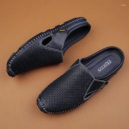 Casual Shoes Half Loafers Men Slip On Mens Leather Breathable Driving Slippers Male Brand Summer Men's Moccasins For Man