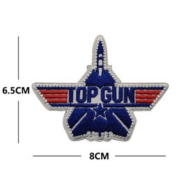 New Outdoor TOP GUN Aircraft 3D Embroidered Cloth Stick Armband Patches for Clothing Hook & Loop Custom Patch