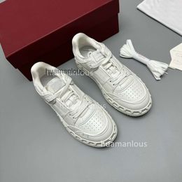 Soled Autumn Shoes Outside Trainer High-end Valenstino White New Casual Small Sneakers Designer with Sports Color Blocking Round Thick EE84