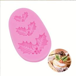 Christmas Holly Decoration Fondant Cake Silicone Mould Chocolate Candy Moulds Cookies Pastry Biscuits Mould DIY Cake Baking ToolsMold for Fondant Baking