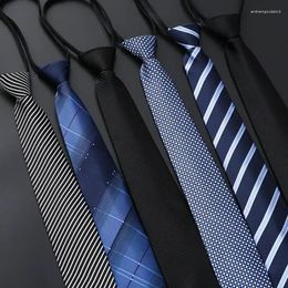 Bow Ties Lazy Zipper Men's Tie Business Formal Dress Wear Stripe Solid Colour Necktie Wholesale Gifts For Men Slim Skinny