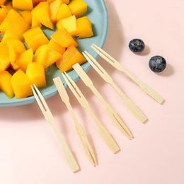 Disposable Flatware Modern Minimalist Wooden Bamboo Fruit Fork Cake Small Stick Natural Sushi